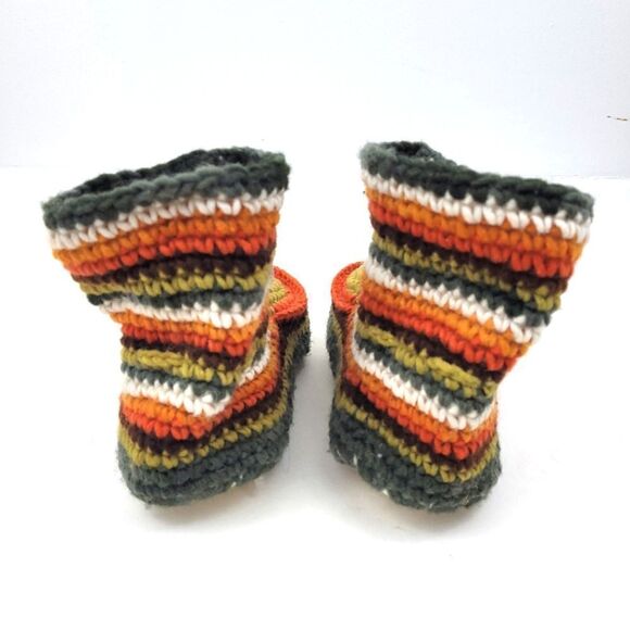 Handmade Mexican crochet knit sherpa lined slipper boot - Picture 5 of 9